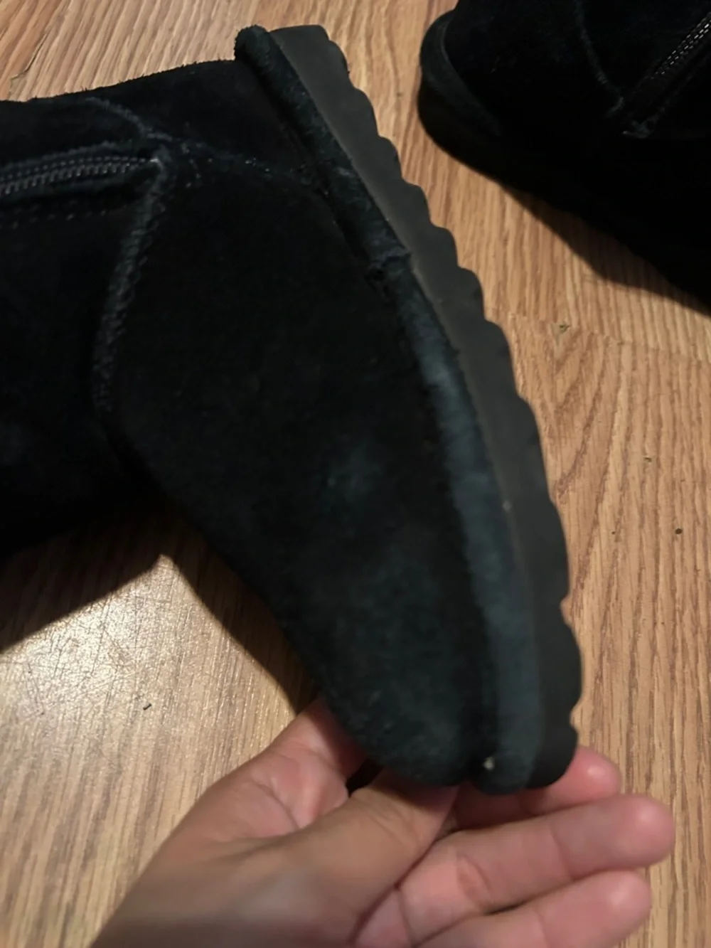 BearPaw Black Suede Mid-Calf Shearling Boots